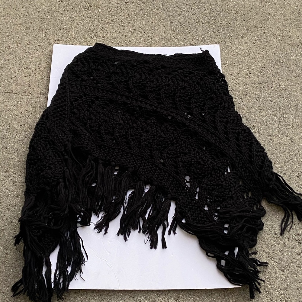 Boho black poncho